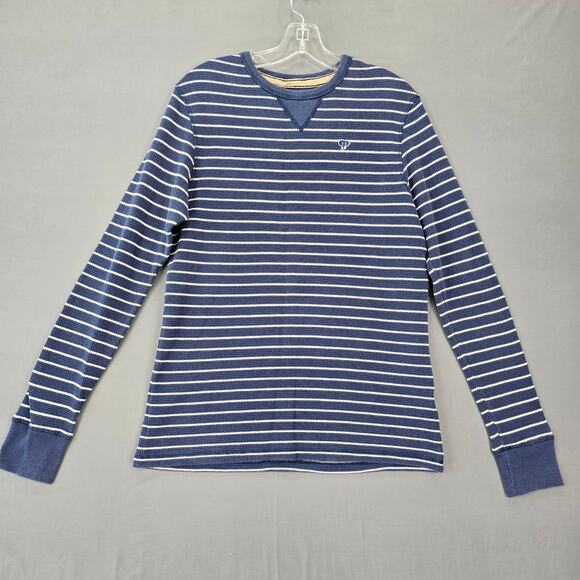 Ditch Plains Blue Shirt Striped Thermal Waffle Knit Long Sleeves Top Mens Size M - Picture 2 of 10